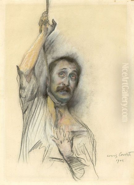 Selbstbildnis mit Strick um den Hals Oil Painting by Lovis Corinth