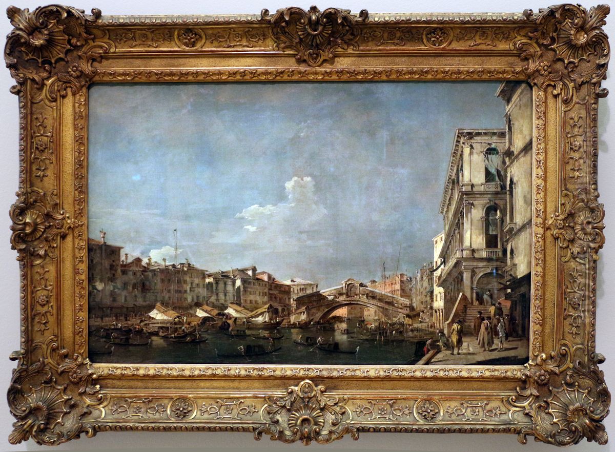 O Grande Canal na ponte Rialto Oil Painting by Francesco Guardi
