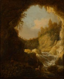 A grotto with a mountain stream
