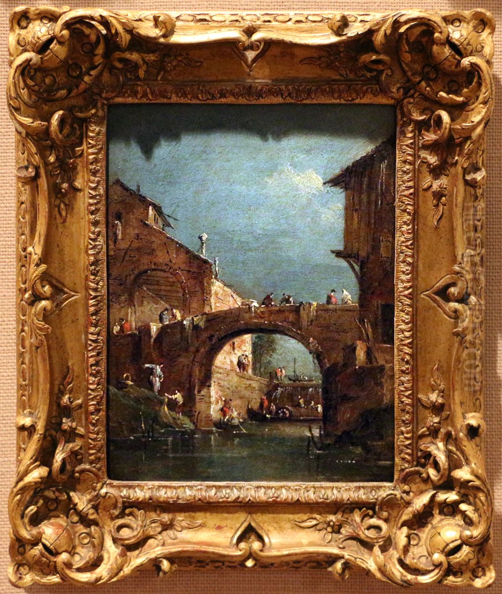 Ponte sobre o Brenta perto da eclusa Dolo Oil Painting by Francesco Guardi