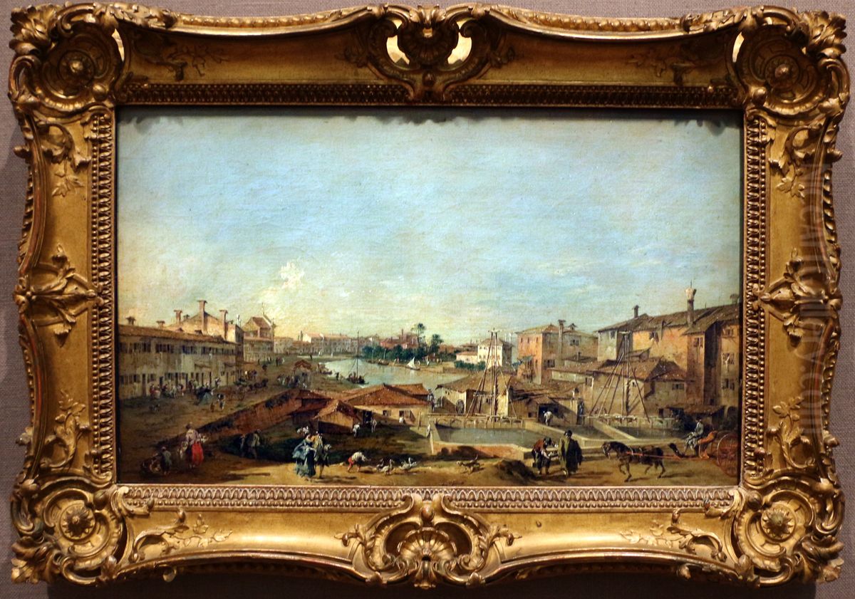 A eclusa de Dolo Oil Painting by Francesco Guardi