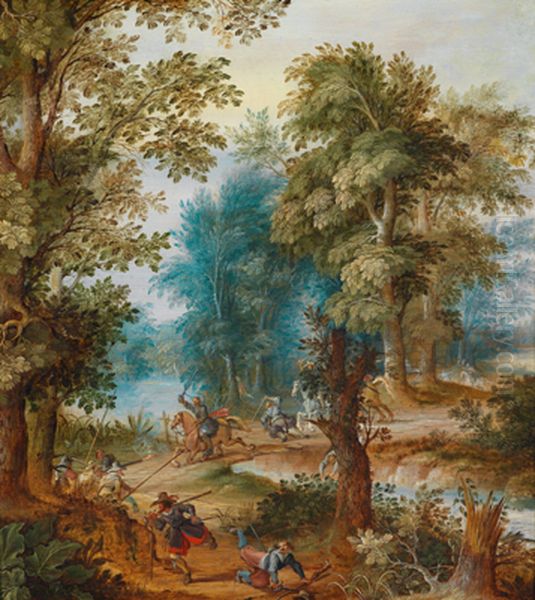 Assault in a forest Oil Painting by Peter Snayers