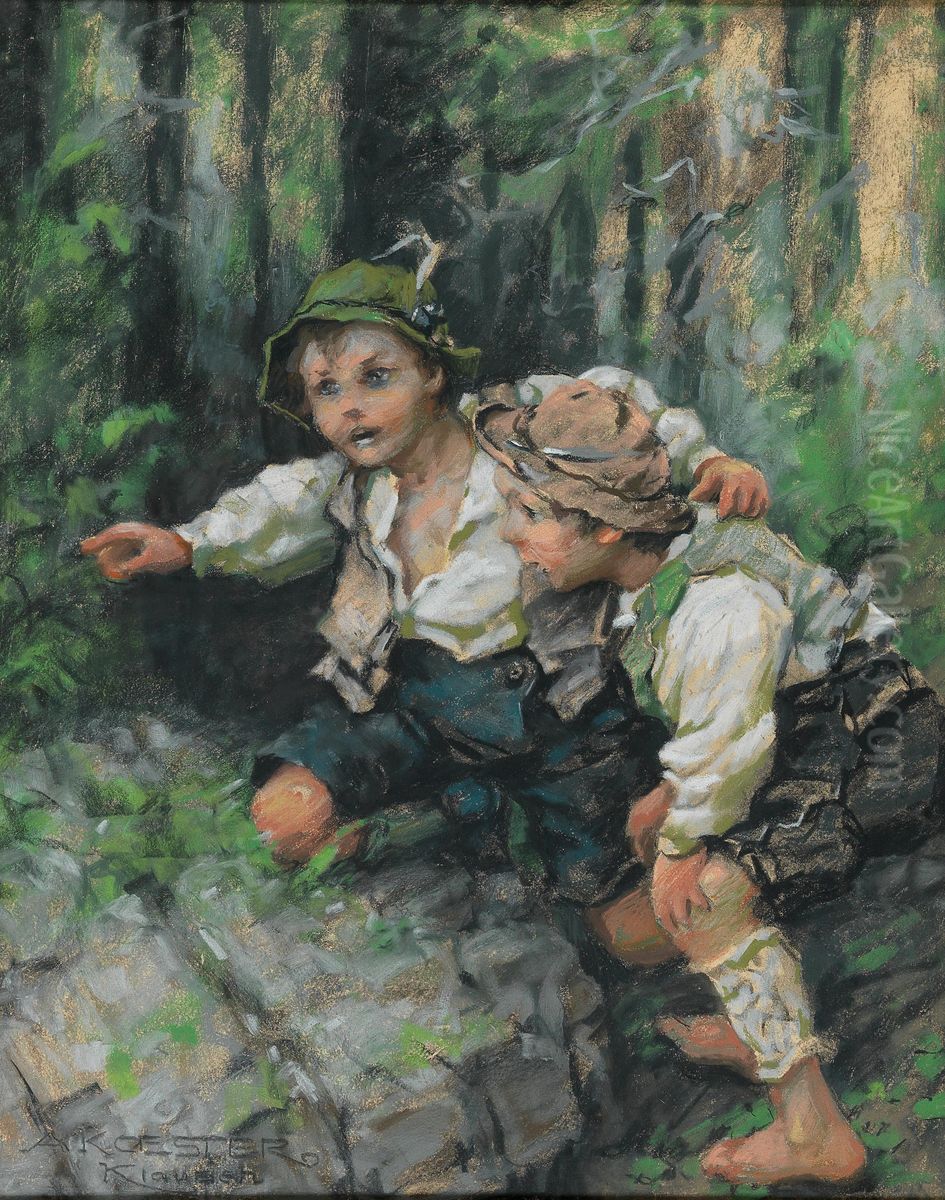 In the Wood, the Robbers are Over There Oil Painting by Alexander Koester