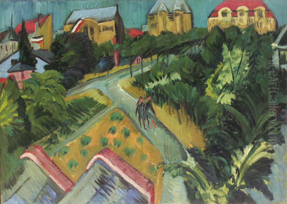 Suburb of Berlin Oil Painting by Ernst Ludwig Kirchner