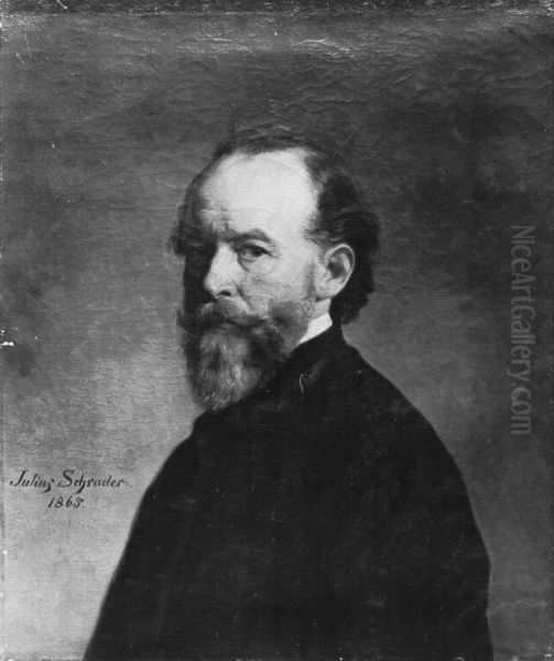 Selbstbildnis Julius Friedrich Anton Schrader Oil Painting by Julius Schrader