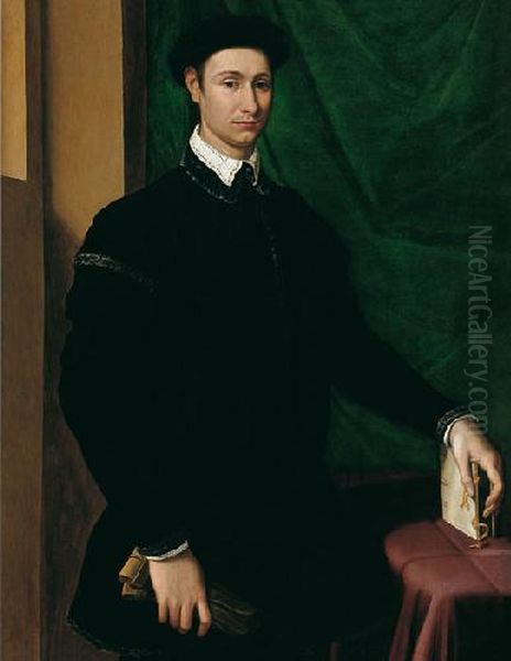 Portrait of an unknown young man Oil Painting by Alessandro Allori