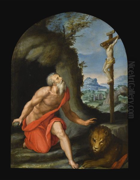 Saint Jerome in the Wilderness Oil Painting by Alessandro Allori