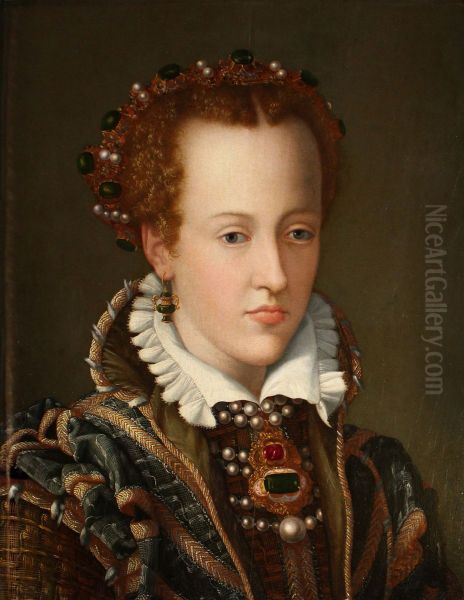 Portrait of Giovanna d'Austria (1548-1578) Oil Painting by Alessandro Allori