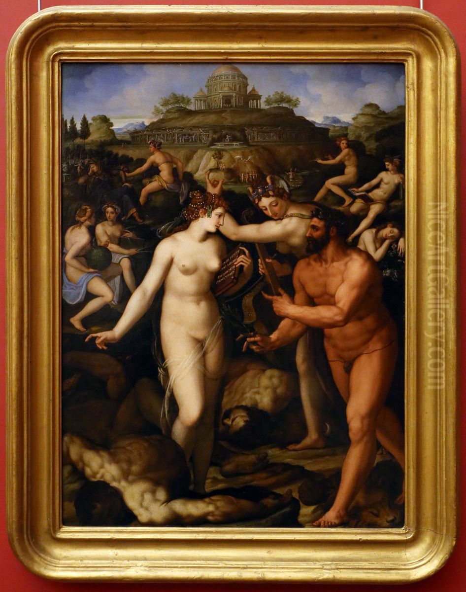 Hercules crowned by a Muse Oil Painting by Alessandro Allori