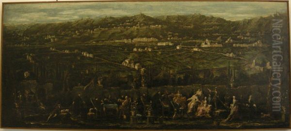trattenimento in un giradino d'albaro, genova Oil Painting by Alessandro Magnasco
