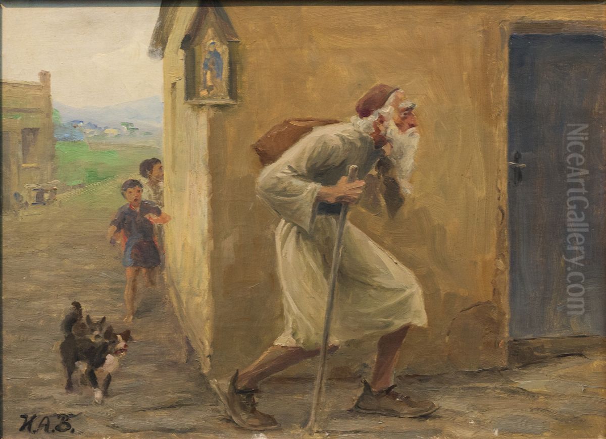 Den evigt omvandrende jode / Den vandrende Jode / Den Evige Jode Oil Painting by H. A. Brendekilde