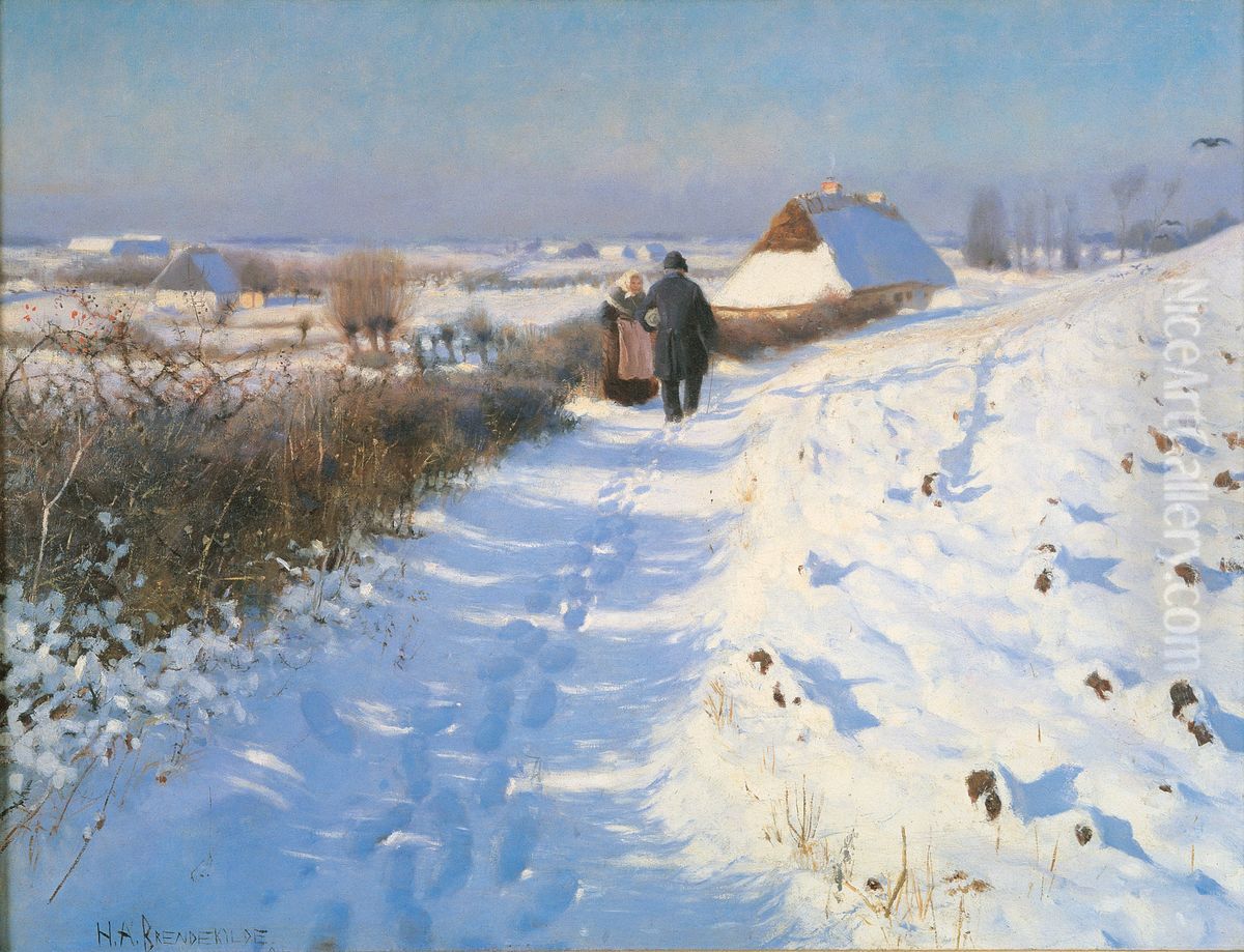 Winter Oil Painting by H. A. Brendekilde