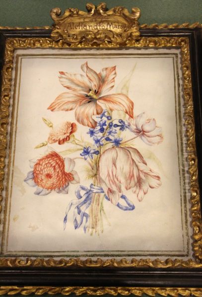 mazzetto di anemoni, tulipani e giacinti annodati Oil Painting by unknown
