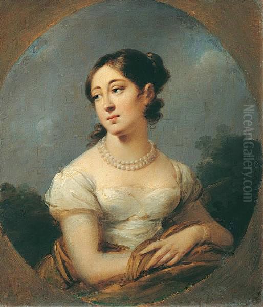 Princess Maria Nikolaevna Golitsyna (1798-1812), daughter of Prince Nikolai Alekseevich Golitsyn (1751-1809) and Maria Adamovna Olsufyeva (1757-1821). Oil Painting by Alexander Molinari