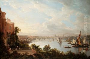 A prospect of London, seen from the Earl of Cassilis's privy garden, with Waterloo bridge beyond