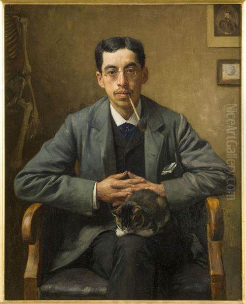 Dutch author Arnold Aletrino (1858-1916). Oil Painting by Jan Veth