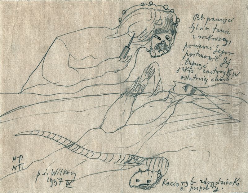 Sylvia, of blessed memory, drowns in delight Oil Painting by Stanislaw Ignacy Witkiewicz (Witkacy)