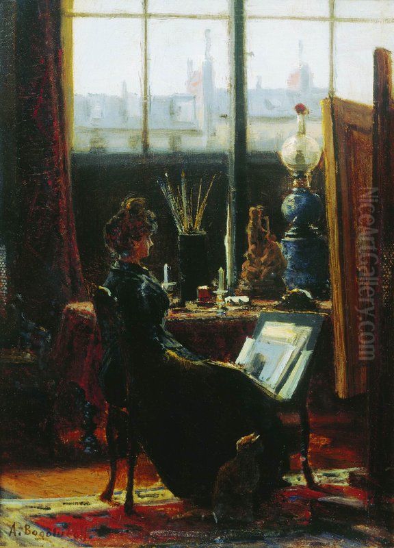 The Artist's Studio Oil Painting by Alexey Bogolyubov