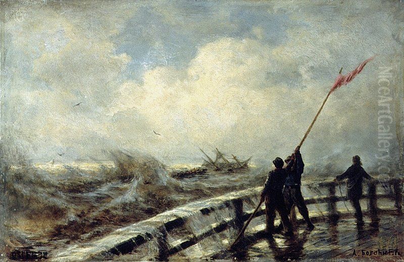 Storm in Oostende Oil Painting by Alexey Bogolyubov