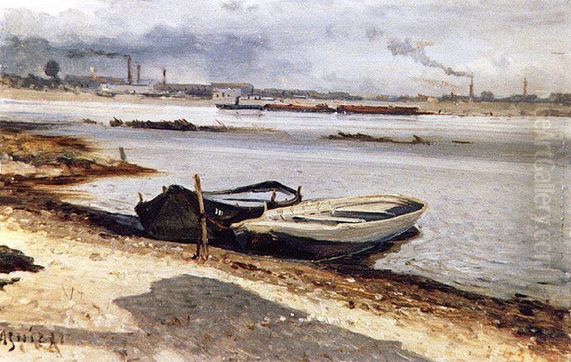 The Seine at Asnieres Oil Painting by Alexey Bogolyubov