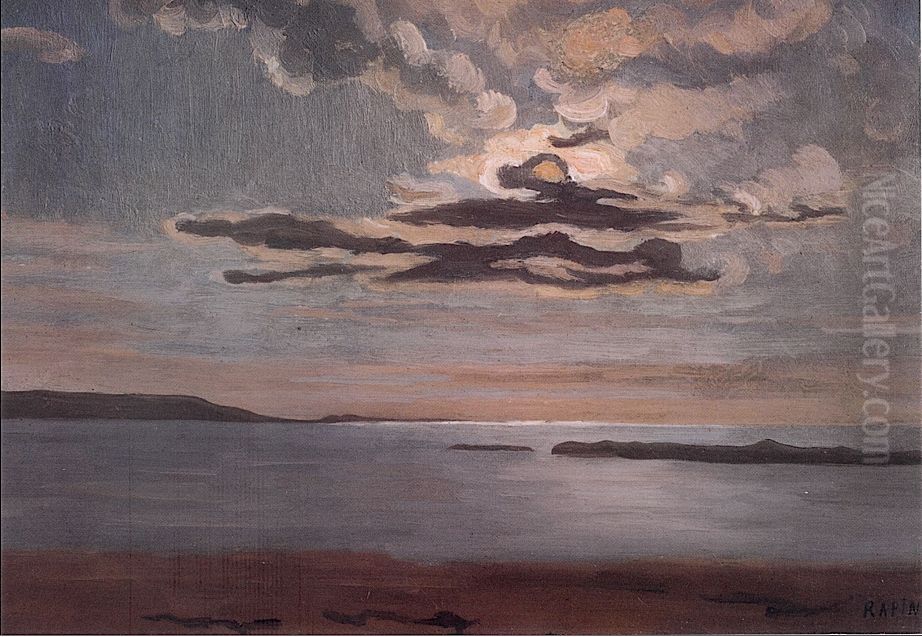 Paysage de mer au crepuscule Oil Painting by Alexandre Rapin