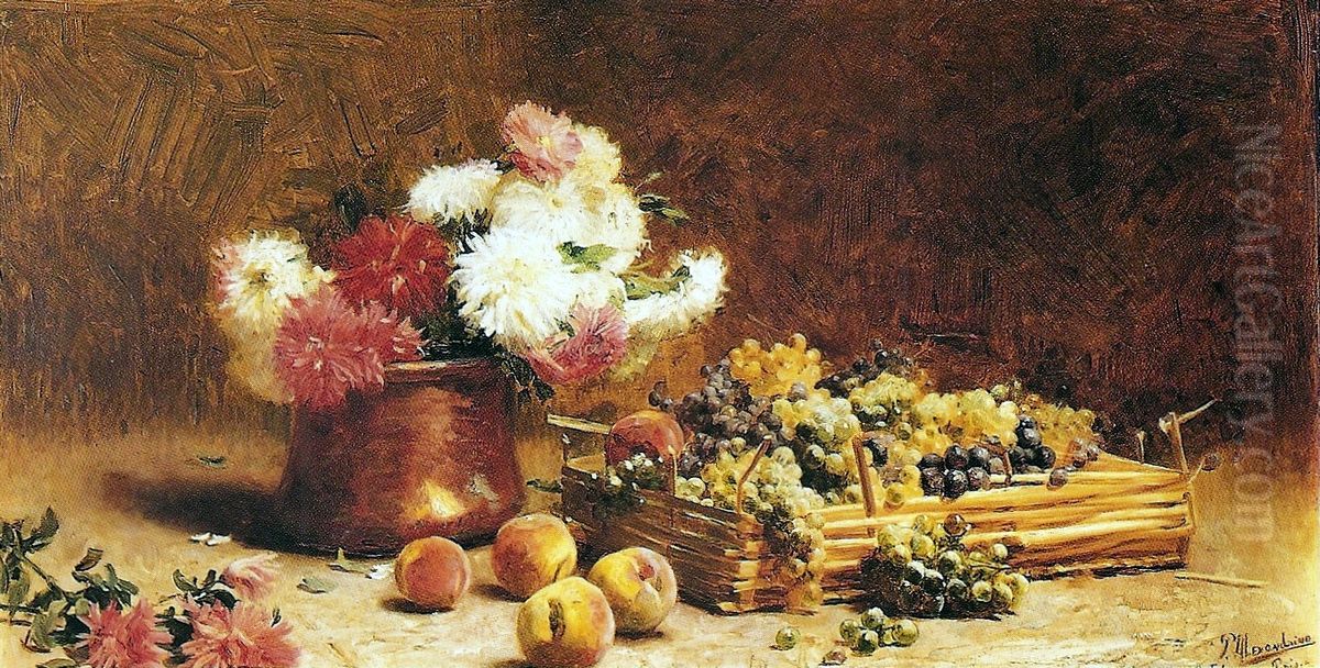 Fruit and flowers Oil Painting by Pedro Alexandrino Borges