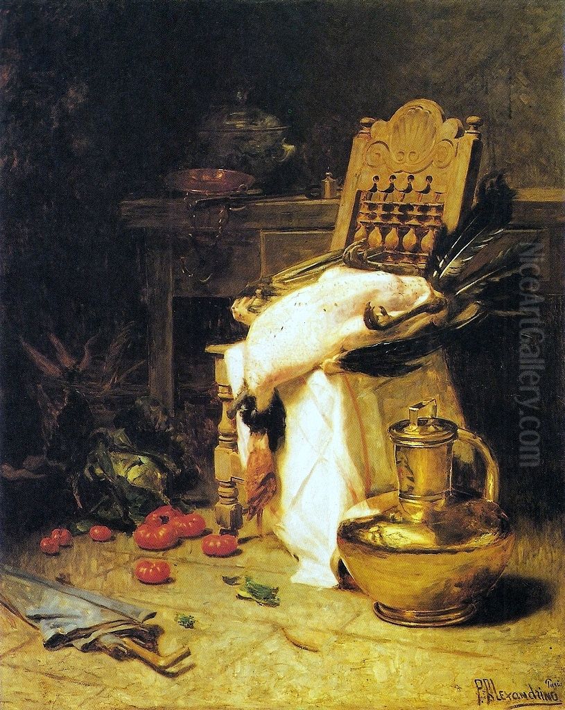 Plucked turkey Oil Painting by Pedro Alexandrino Borges