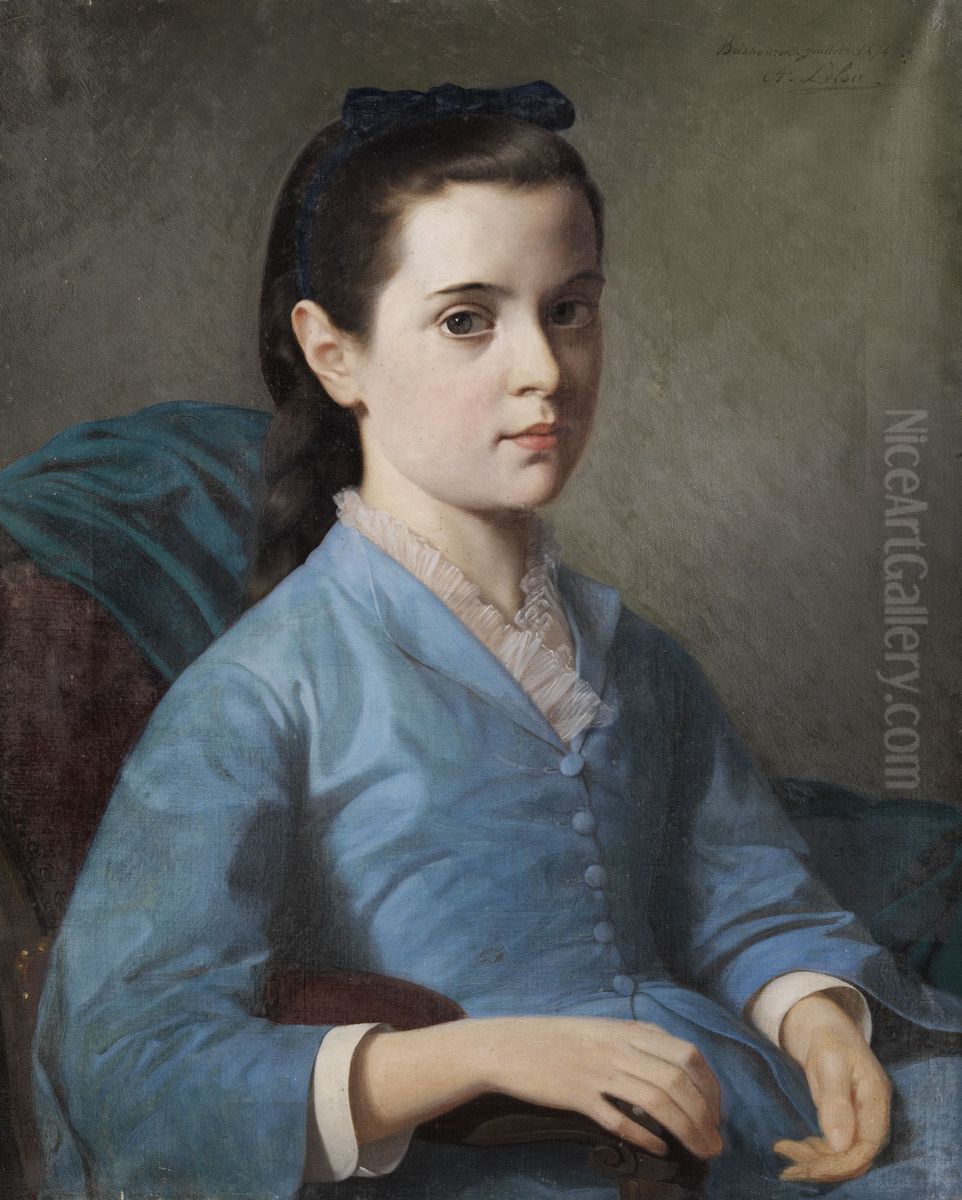 Bildnis eines Madchens Oil Painting by Alexander Louis Leloir