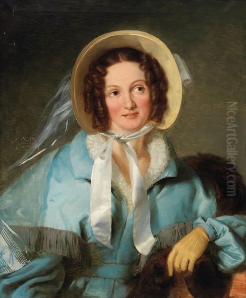 Bildnis einer Dame mit Hut Oil Painting by Alexander Clarot
