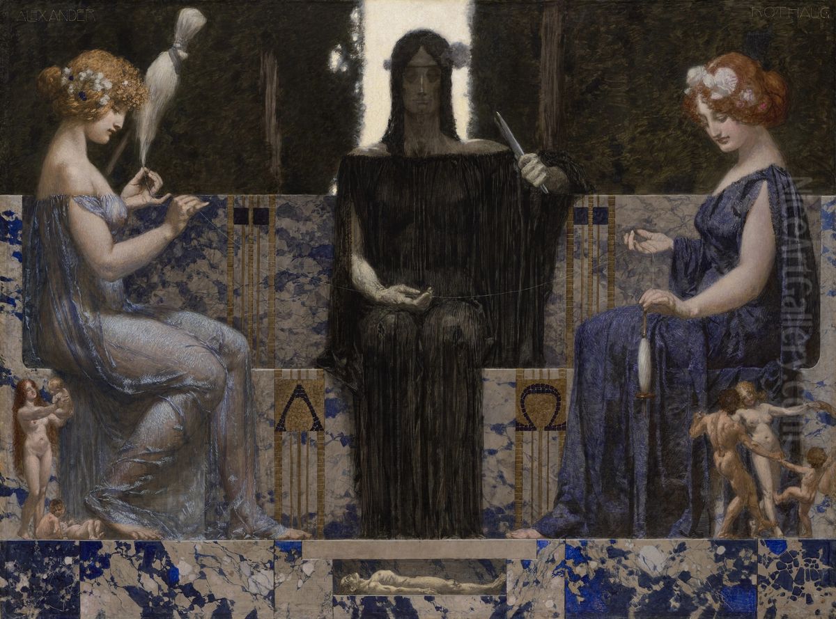 The Three Fates Oil Painting by Alexander Rothaug
