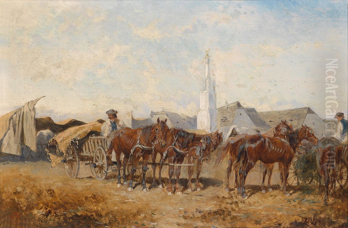 Markttag in Szolnok Oil Painting by Alexander von Bensa
