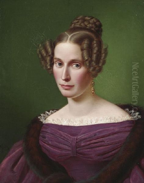 Portrat einer Dame mit Biedermeierfrisur Oil Painting by Aleksandr Julius Klunder