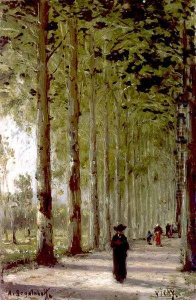 Alley in Vichy Oil Painting by Alexey Bogolyubov