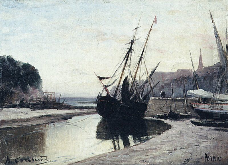 Low Tide in Pornic Oil Painting by Alexey Bogolyubov