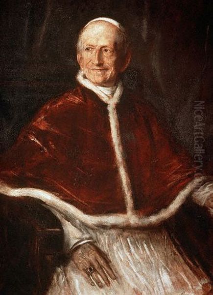 Portrait of Pope Leo XIII Oil Painting by Lenbach Franz Von
