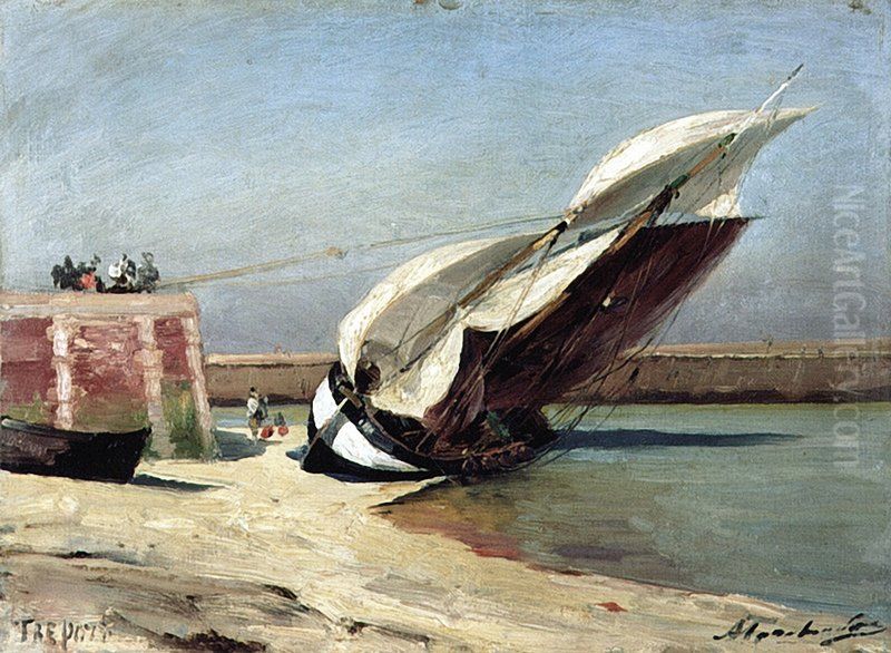 Low Tide in Treport Oil Painting by Alexey Bogolyubov