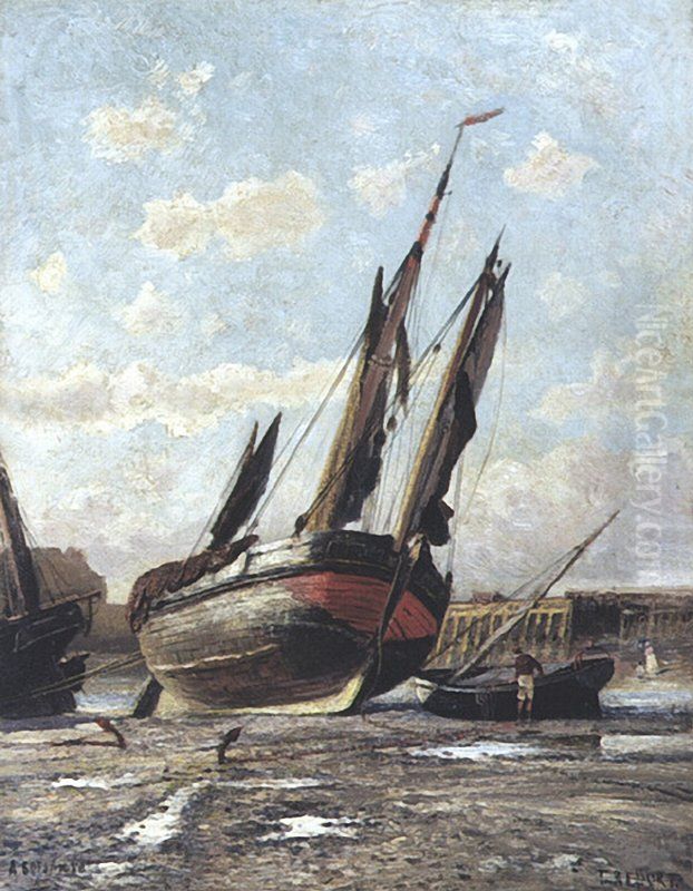Low Tide in Treport (2) Oil Painting by Alexey Bogolyubov