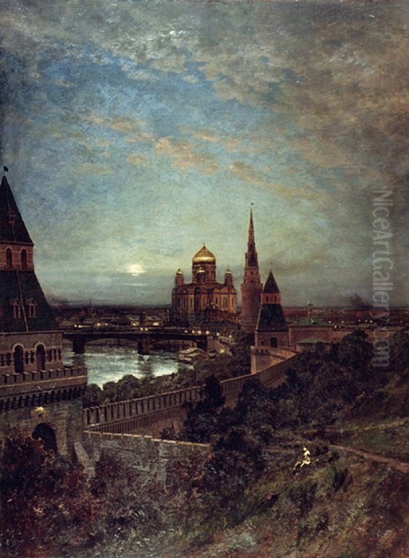Evening in Moscow Oil Painting by Alexey Bogolyubov Evening in Moscow Oil Painting by Alexey Bogolyubov