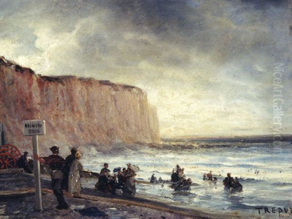 Bathing in Treport Oil Painting by Alexey Bogolyubov