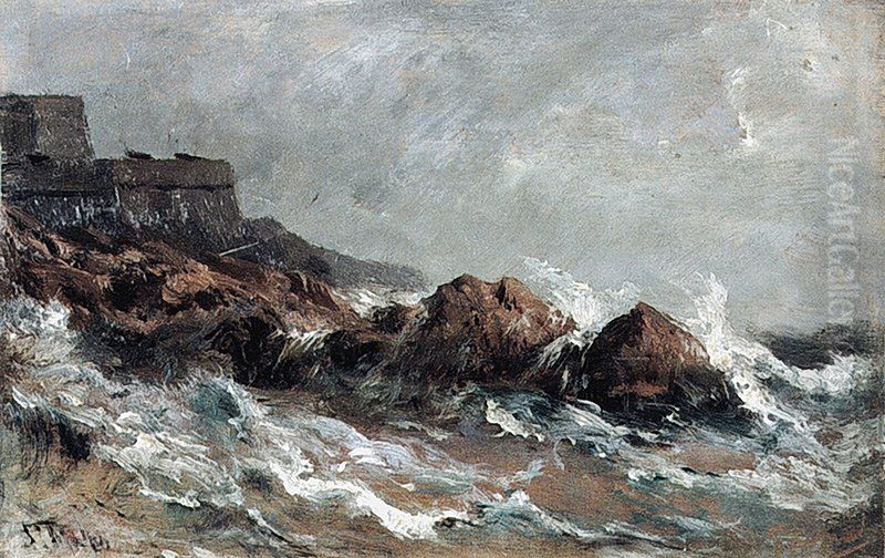 Cliffs in Saint Malo Oil Painting by Alexey Bogolyubov