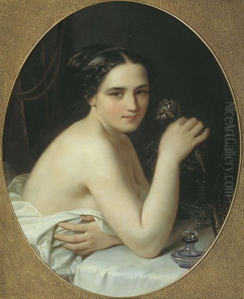 Girl with flower Oil Painting by Alexey Vassilievich Tyranov
