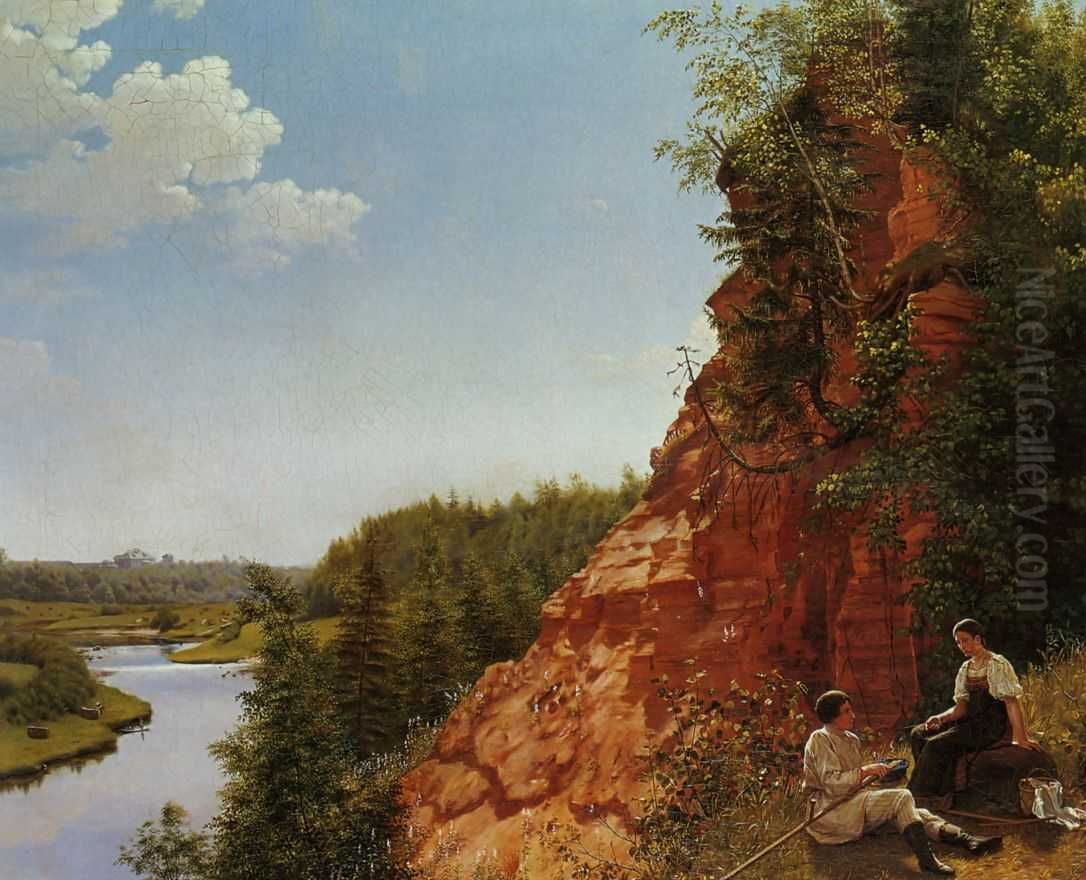 View of the River Tosno Oil Painting by Alexey Vassilievich Tyranov