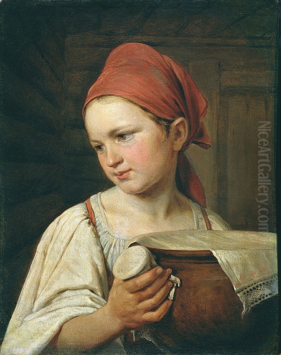 Bauern mit Milch Oil Painting by Alexey Venetsianov