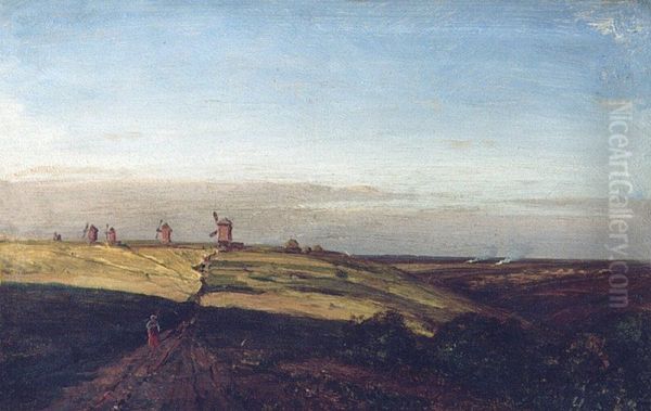 Windmills in Ablyazovo Oil Painting by Alexey Bogolyubov