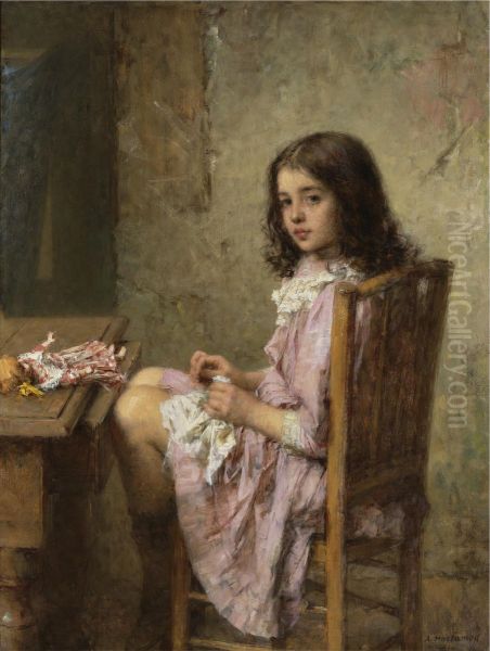 The little seamstress Oil Painting by Alexei Harlamov