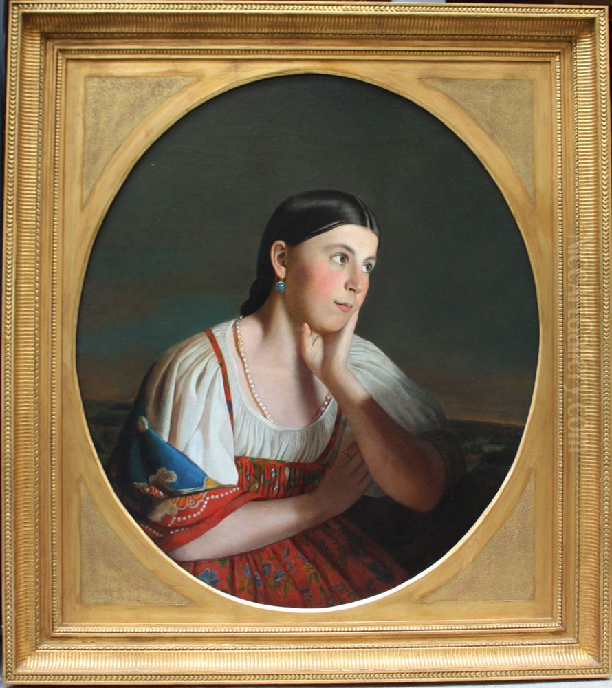 Portrait of a peasant girl Oil Painting by Alexey Venetsianov