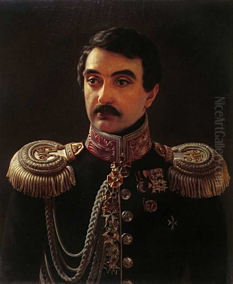 Portrait of the composer Alexis Lvov (1798-1870) Oil Painting by Alexey Vassilievich Tyranov