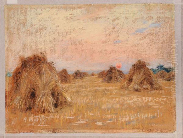 Fin de journee Oil Painting by Leon Augustin Lhermitte