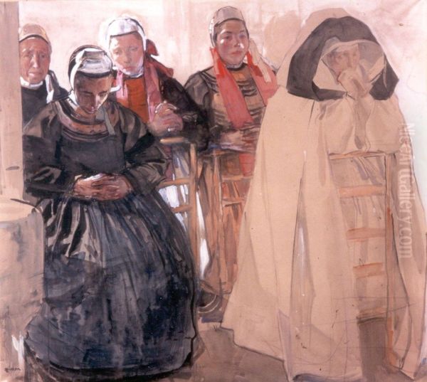 Religieuse et bretonnes en prieres Oil Painting by Lucien Simon