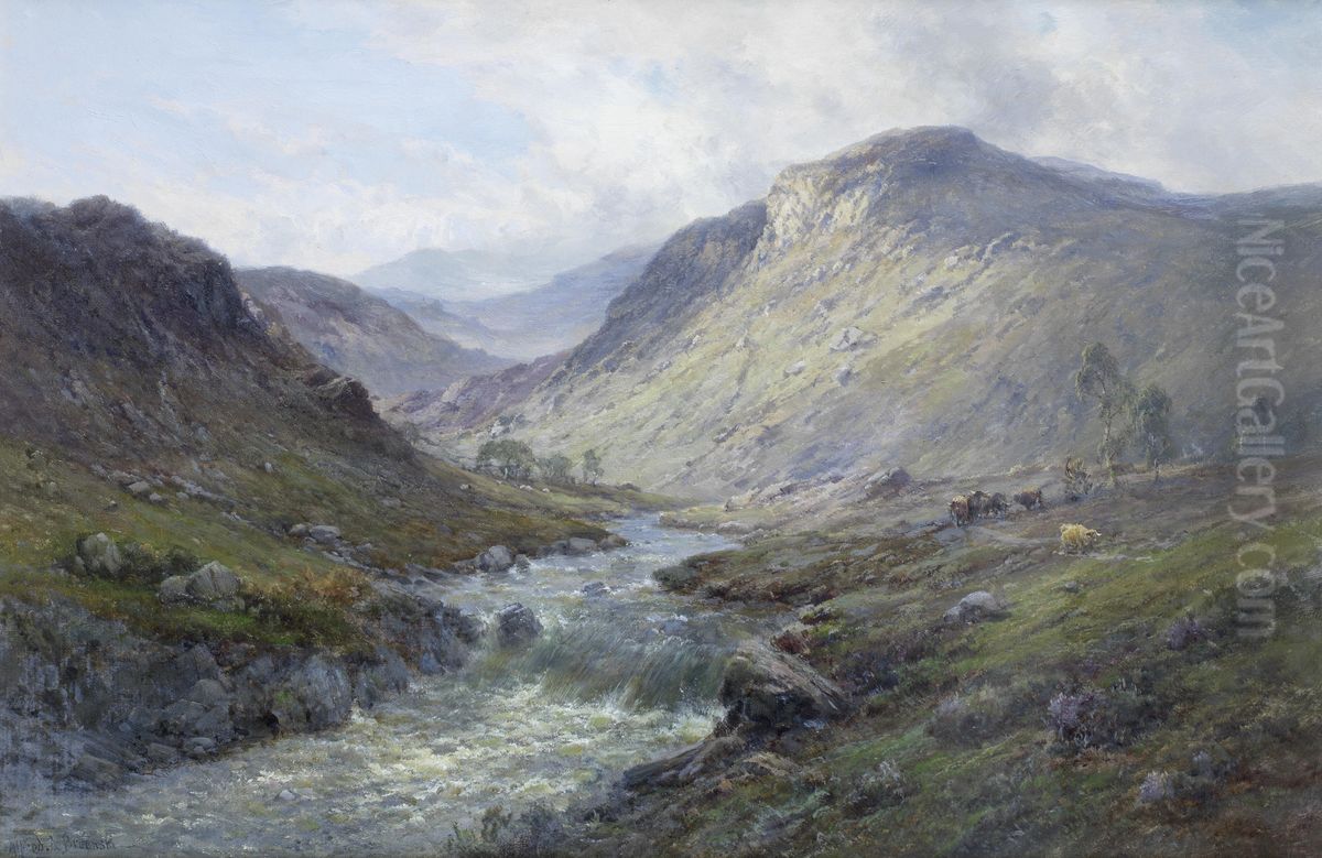 A Perthshire river Oil Painting by Alfred de Breanski